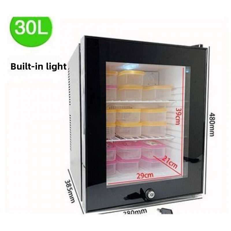Compact Glass Door Mini Refrigerator with Lock